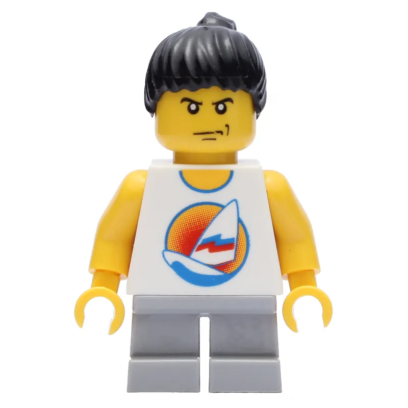 Kid - White Torso, Light Blush Grey Legs, Black Hair