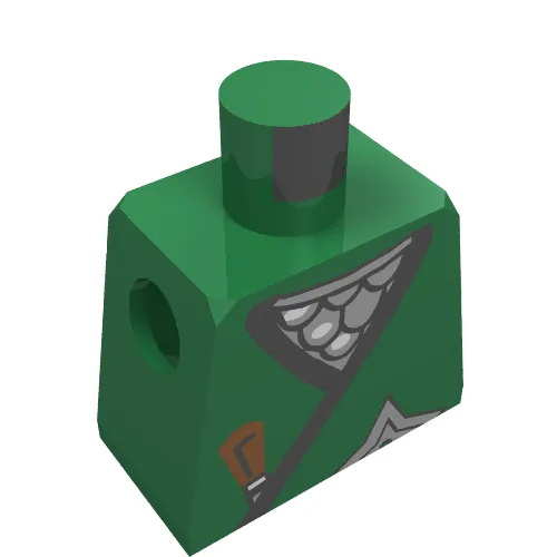 Torso Ninja Wrap, Dark Gray Dagger, Gold Star, Gold Scale Mail Print, Green Arms, Yellow Hands