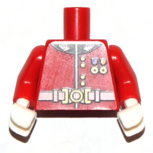Torso Royal Guard Uniform with Gold Buttons, Two Medals, and White Belt Print, Red Arms, White Hands