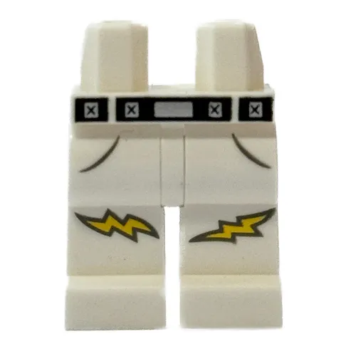 Hips and White Legs with Black Belt, Lightning Bolts print
