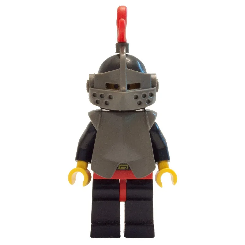 Knight (Breastplate on Black) - Black Legs, Armor, Red Plume, Hollow Stud Head