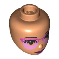Minidoll Head Bright Light Pink/Dark Pink Glasses, Dark Purple Lips print