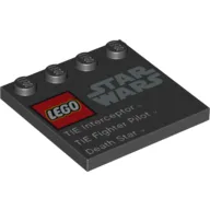 Plates Special 4 x 4 with Studs on One Edge and 'Lego Star Wars' Logo and 'TIE Interceptor TIE Fighter Pilot Death Star' Print
