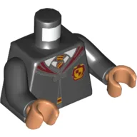 Torso Robes with Dark Red Collar and Gryffindor Crest, Closed over Shirt and Tie Print, Black Arms, Nougat Hands