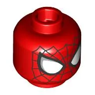 Minifig Head Spider-Man, Black Webs, Black/White Eyes