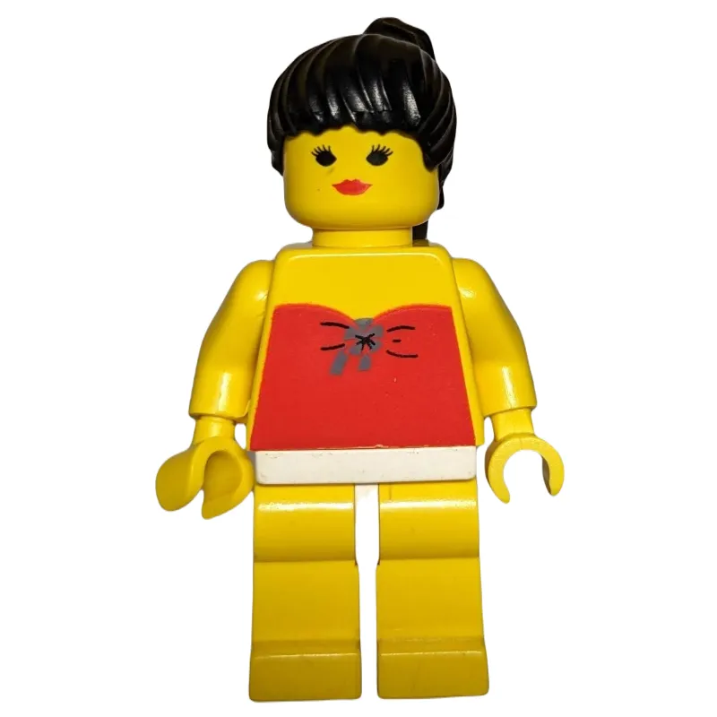 Woman, Red Swimsuit, Black Hair - Closed Mouth