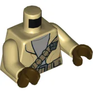 Torso Jacket with Gray Undershirt, Dark Tan Shoulder Belt and Belt with Pouches Print, Tan Arms, Dark Brown Hands