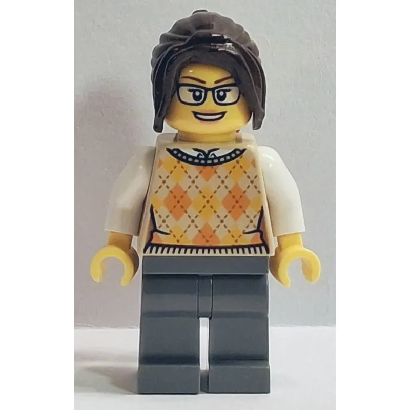 Passenger, Tan Torso, Dark Bluish Grey Legs, Dark Brown Hair