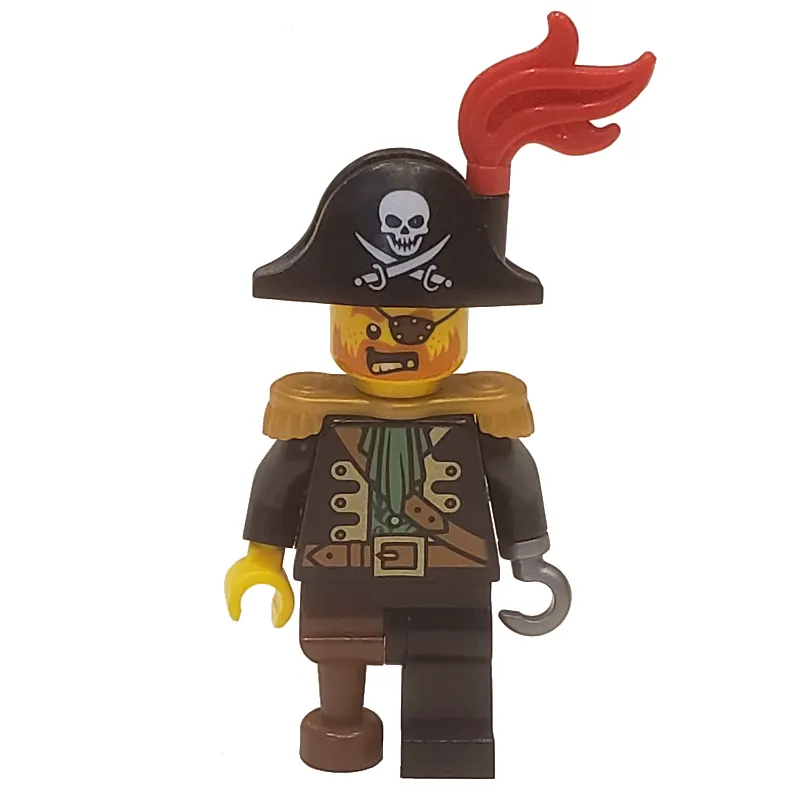 Pirate - Captain, Flat Silver Hook, Red Plume