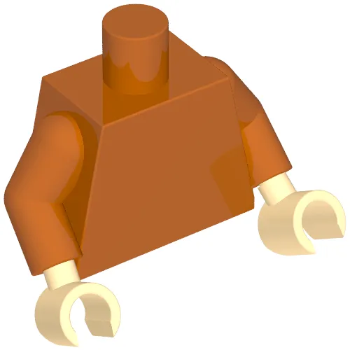 Torso Patchwork Coat with Dark Tan Undershirt Print (Bilbo Baggins), Dark Orange Arms, Light Nougat Hands