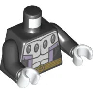 Torso Muscles, 4 Ovals, Lavender Stripes and Gold Belt Print, Black Arms, White Hands