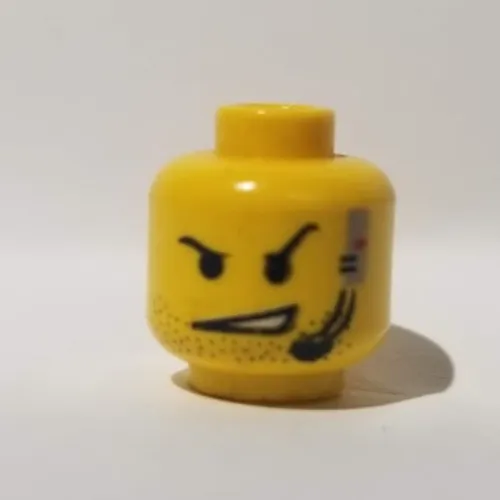 Minifig Head Dash, Open Mouth and Raised Eyebrow and Headset Print