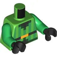 Torso, Pixelated Vest, Green Stripes, Black Belt, Gold Belt Buckle print, Bright Green Arms, Black Hands