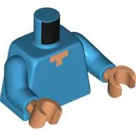 Torso Pixelated Nougat Neck Print, Dark Azure Arms, Nougat Hands