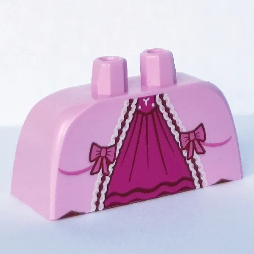 Lower Body, Skirt Wide with Side Hoops (Panniers) with Dark Pink Underdress, White Trim print