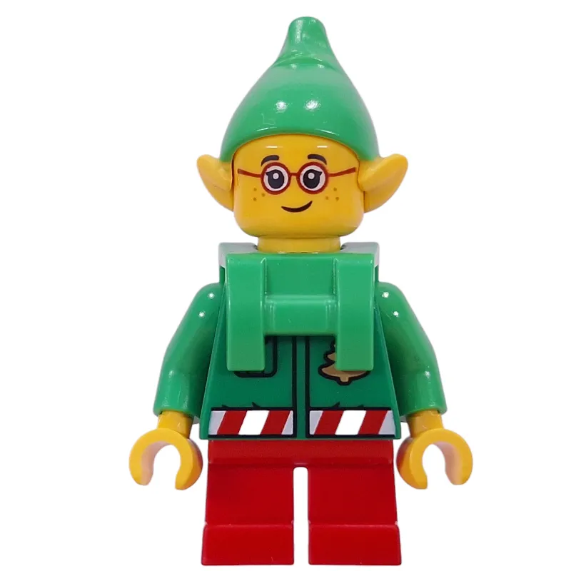 Elf - Bright Green Torso, Red Legs, Bright Green Hat, Backpack