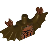 Torso with Bat Wings and Medium Nougat Fur Print, Dark Brown Arms with Wings, Reddish Brown Hands