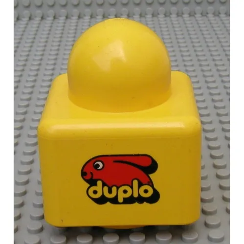 Primo Brick 1 x 1 with Duplo Bunny Logo and Lego Logo Print on Opposite Sides