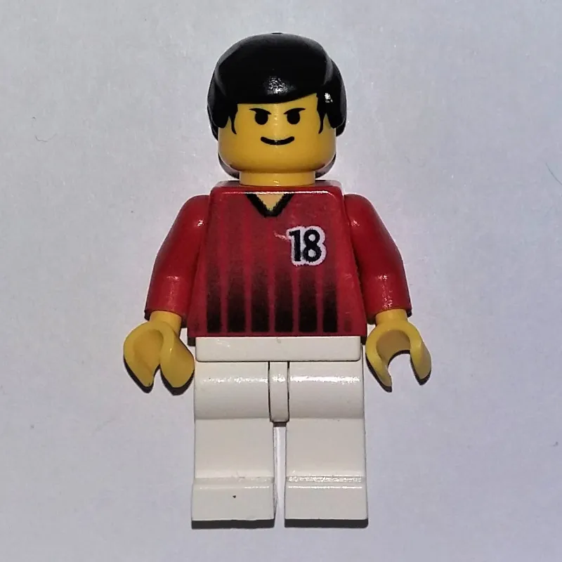 Soccer Player Red Torso, White Legs, #18