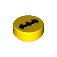Tile Round 1 x 1 with Batman Logo Print