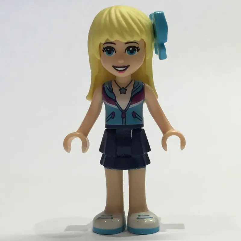 Stephanie - Azure Shirt, Dark Blue Skirt, Bow Tie