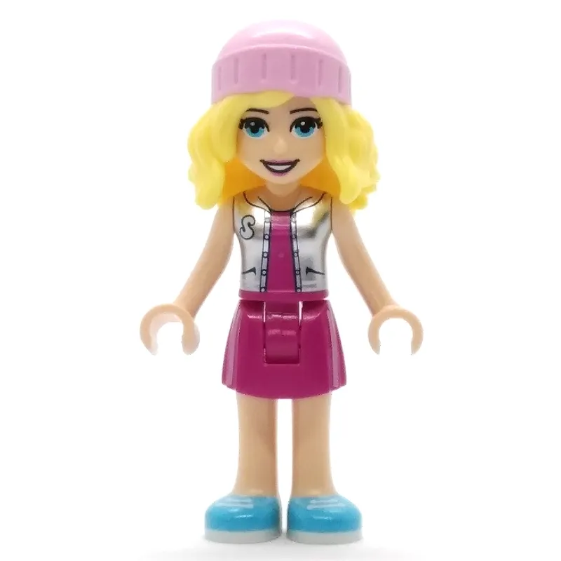 Stephanie - Silver Top, Magenta Skirt, Bright Pink Hat