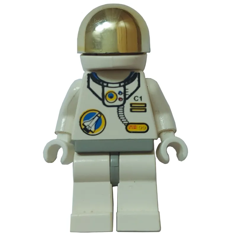 Astronaut, White, Light Gray Hips, Helmet with Large Chrome Gold Visor, Headset