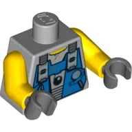 Torso Vest, Blue with Tools over Sweaty Shirt Print, Yellow Arms, Dark Bluish Gray Hands