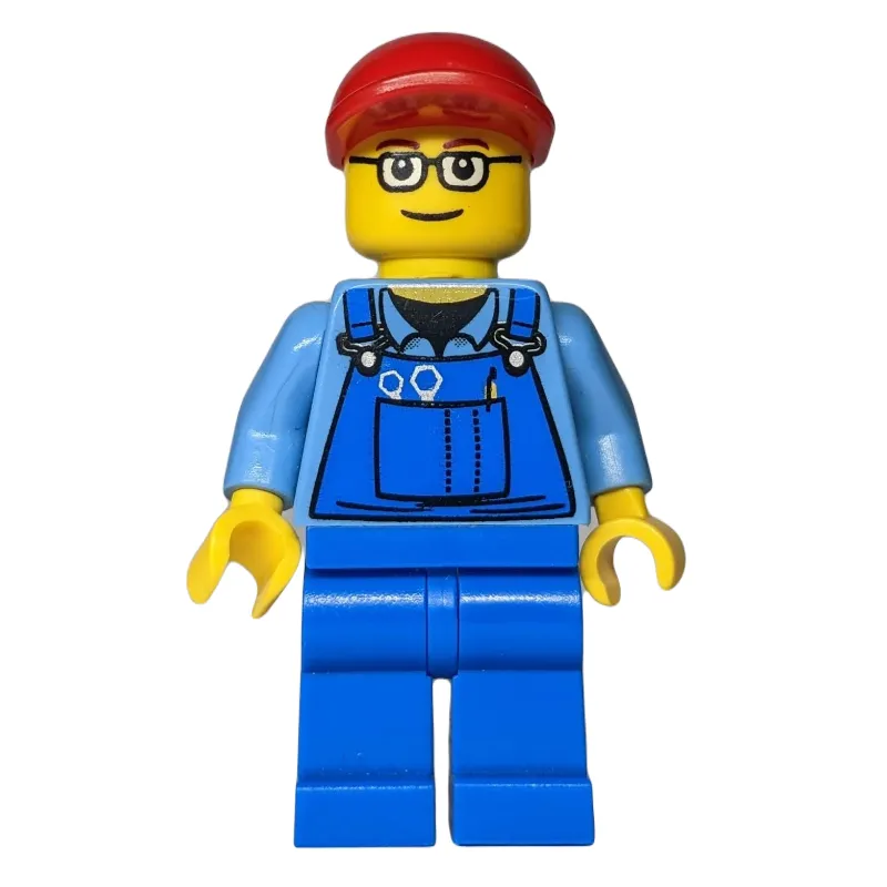 Worker - Medium Blue Torso, Blue Overall, Glasses