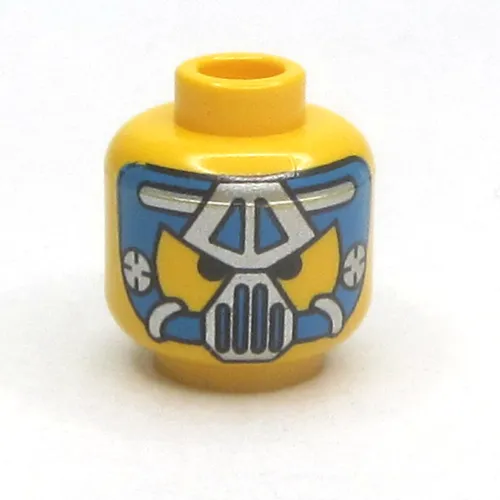 Minifig Head Hydronaut, Blue and Silver Mask Type 2 Print