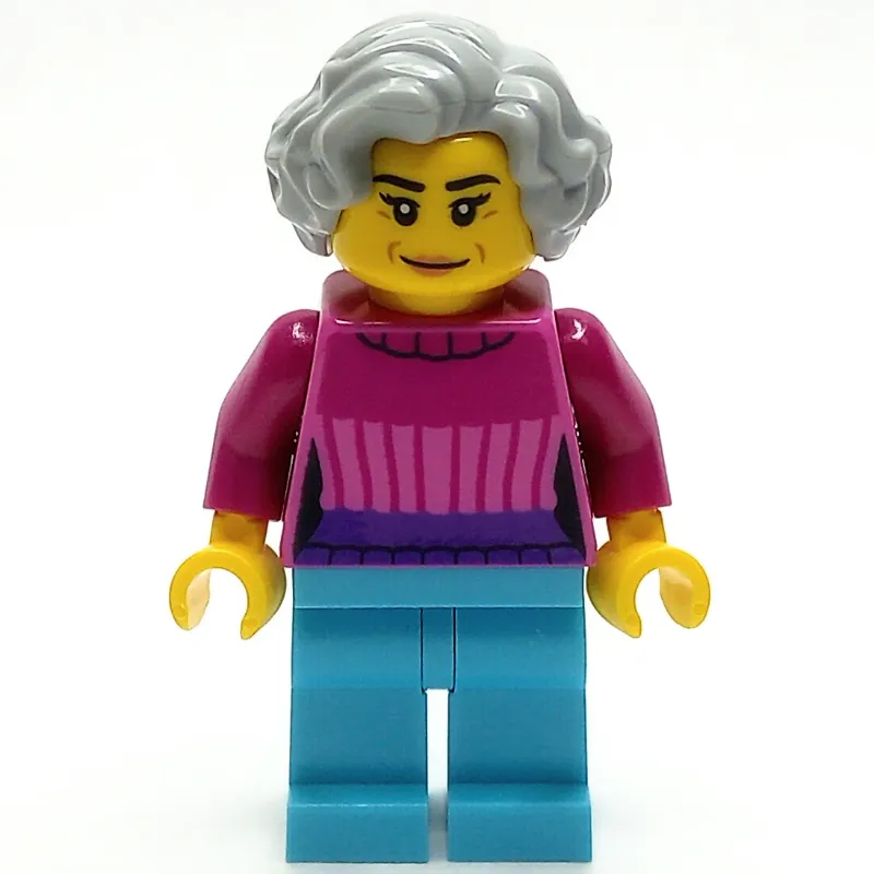 Woman, Dark Pink Top, Medium Azure Legs, Light Bluish Gray Hair