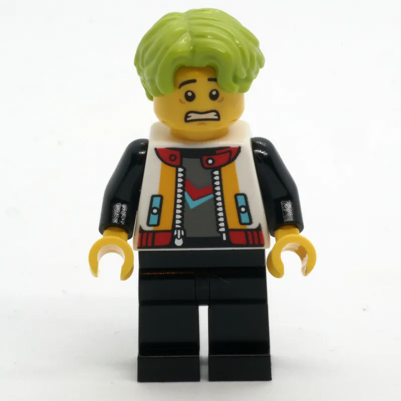 Man, White Jacket, Black Legs, Lime Hair