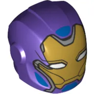 Helmet with Armor Plates and Ear Protectors with Gold Face and White Angular Eyes, and Blue Panels Print (Rescue)
