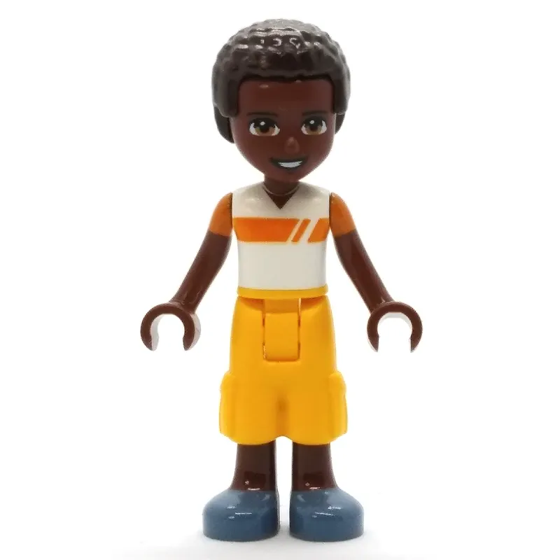 Elijah - White/Orange Shirt, Bright Light Orange Pants, Dark Brown Hair