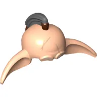 Head Top, Lennik Skull Top with Long Ears, Dark Bluish Gray Pony Tail Hair and Scars Print (Even Piell)