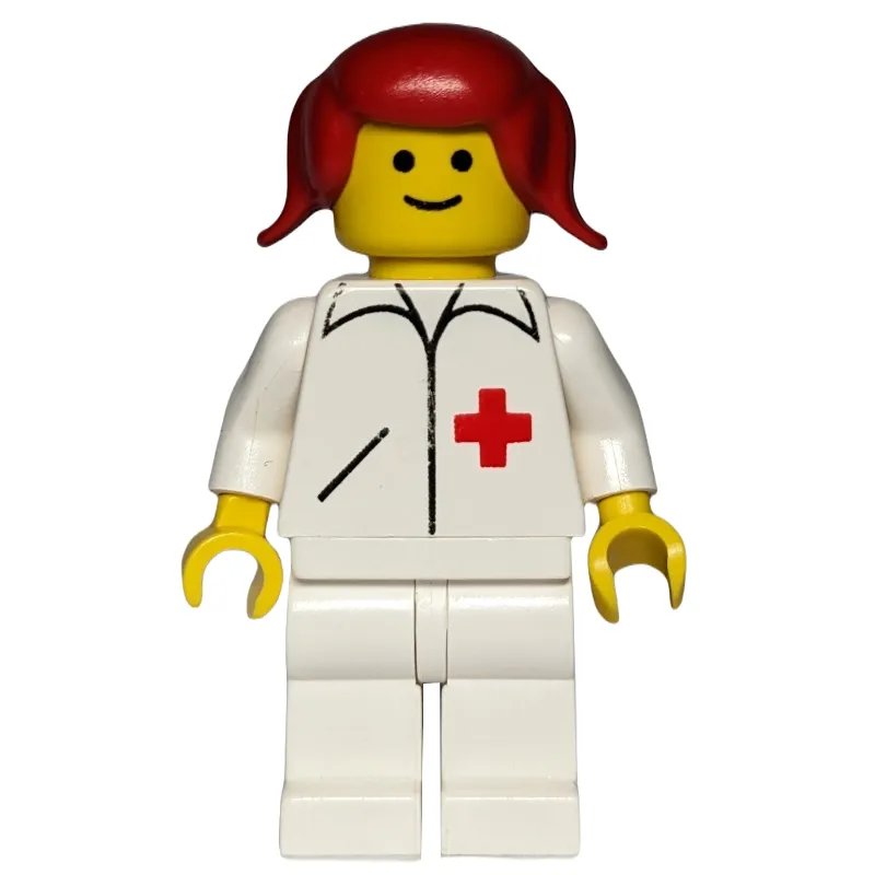 Doctor, Woman, White Jacket with Red Cross, Red Hair