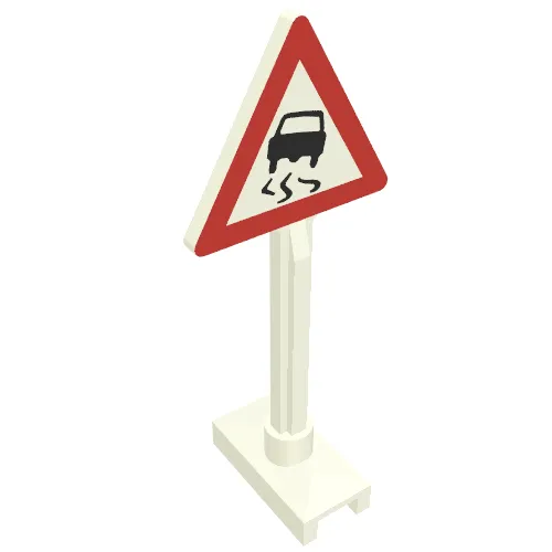Road Sign Triangle with Skidding Car Print (Newer Car no Tire on Back)