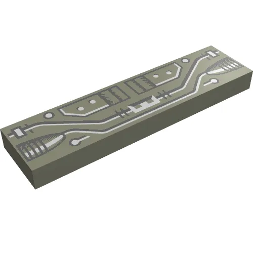 Tile 1 x 4 with Black and Copper Circuits Print