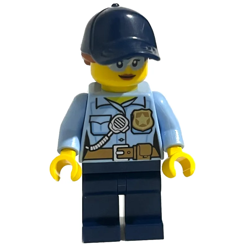 Police Officer, Bright Light Blue Shirt, Dark Blue Legs and Cap