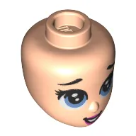 Minidoll Head Medium Blue Eyes, Open Mouth, Pink Lips