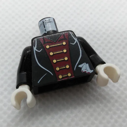 Torso Suit, Red Shirt, Gold Clasps Print (Vampire), Black Arms, White Hands