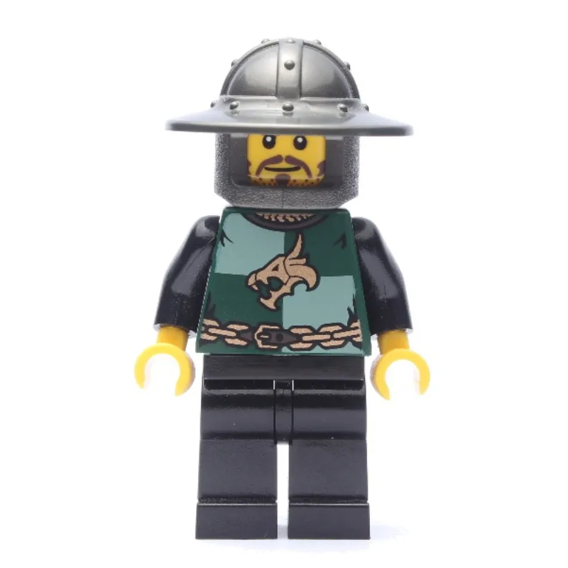 Dragon Knight, Dark Green, Wide Brim Helmet, Moustache and Stubble (Pearl Dark Gray)