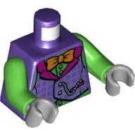 Torso Vest, Magenta Collar, Orange Bow Tie, Green Shirt, Chain Print, Bright Green Arms, Light Bluish Gray Hands