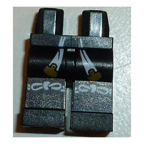 Hips and Black Legs with White Sash Belt with Gold Ends, White Knee Ties Print