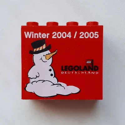 Brick 2 x 4 x 3 with 'LEGOLAND DEUTSCHLAND Winter 2004/2005' print