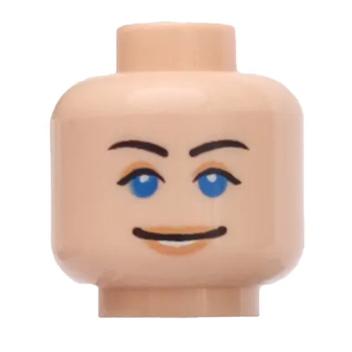 Minifig Head Marion Ravenwood, Dual Sided, Blue Eyes with Brown Eyebrows Scared / Smile Print [Blocked Open Stud]
