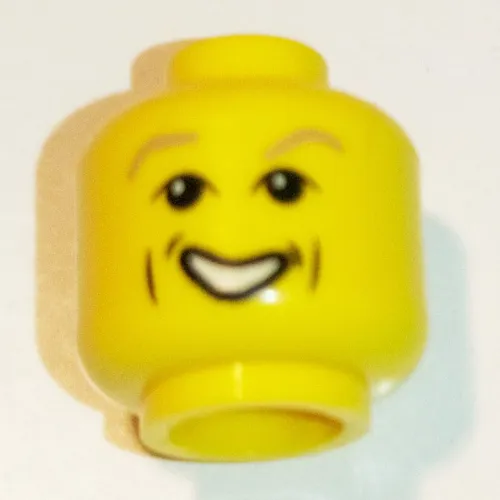 Minifig Head Professor Gilderoy Lockhart, Light Brown Eyebrows, Cheek Dimple, Open Mouth Smile Print [Blocked Open Stud]
