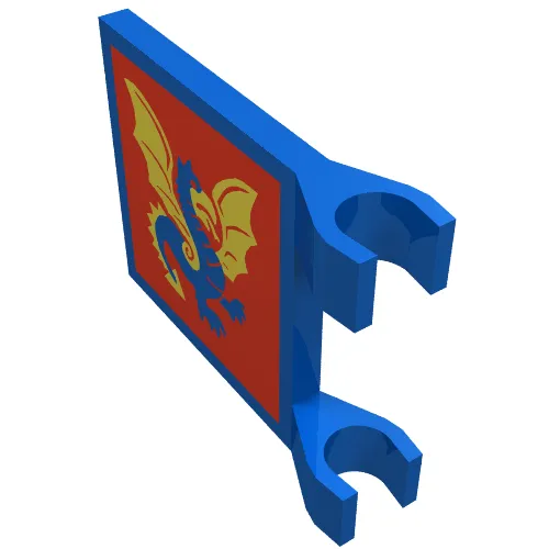 Flag 2 x 2 Square [Thin Clips] with Red Square and Yellow / Blue Dragon Print