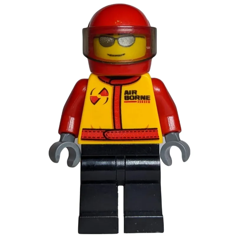 Pilot, Yellow Torso, Black Legs, Red Helmet