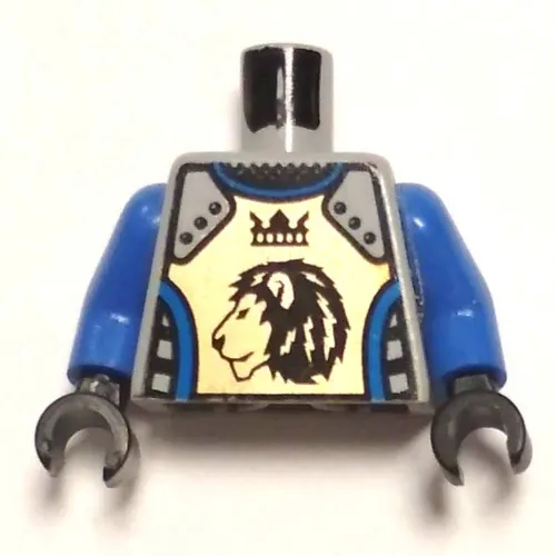 Torso Armor, Lion with Crown Print, Royal Blue Arms, Black Hands